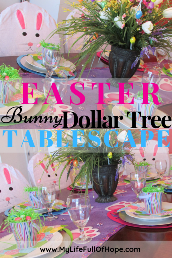 Easter Dollar Tree Bunny Tablescape - MyLifeFullOfHope